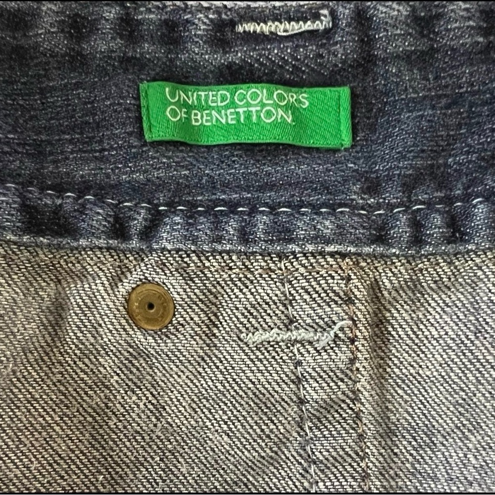 United Colors Of Benetton Blue Denim Distressed Skirt - Picture 3 of 6